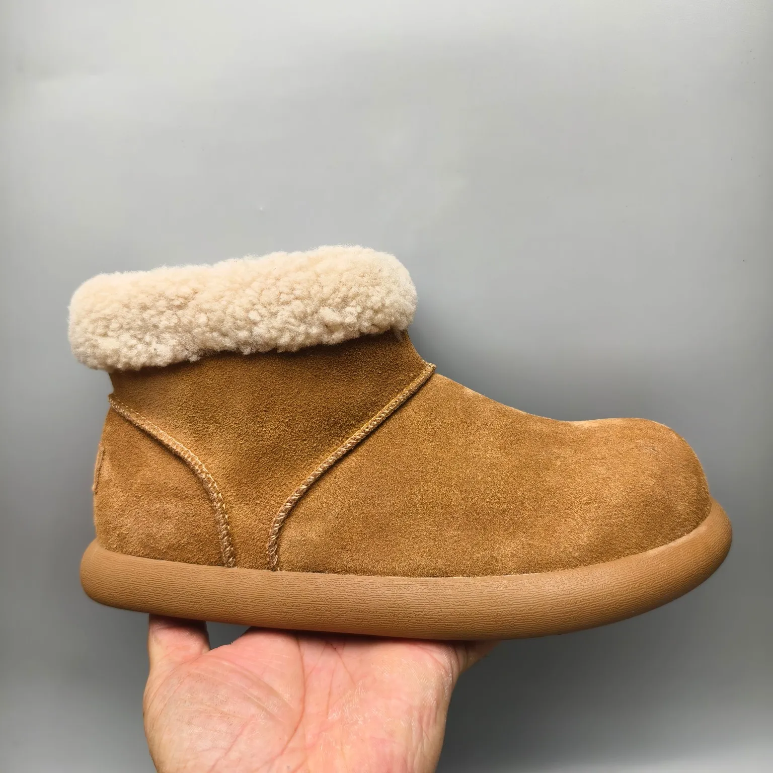 💰540 UGG sheepskin all-in-one snow boots 1618-5 rubber wear-resistant sole casual shoes Color: Gray Maroon Sand Matching size: 35-40